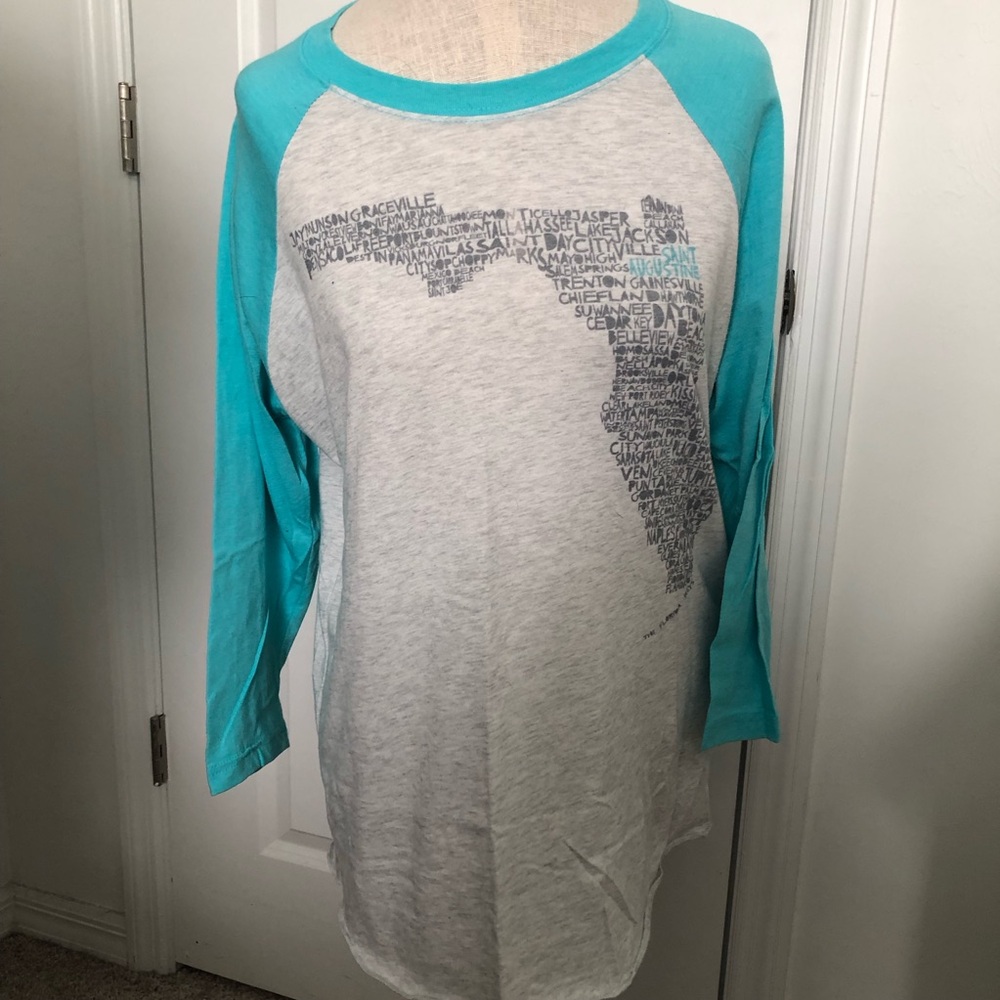 Florida Graphic Raglan Tee in Teal and Gray